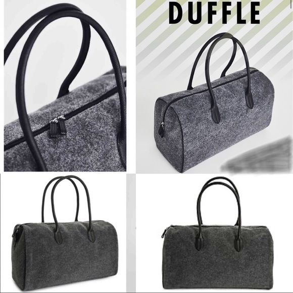 🆕 Travel Duffel Bag Tote GREY Wool Felt - Picture 5 of 16